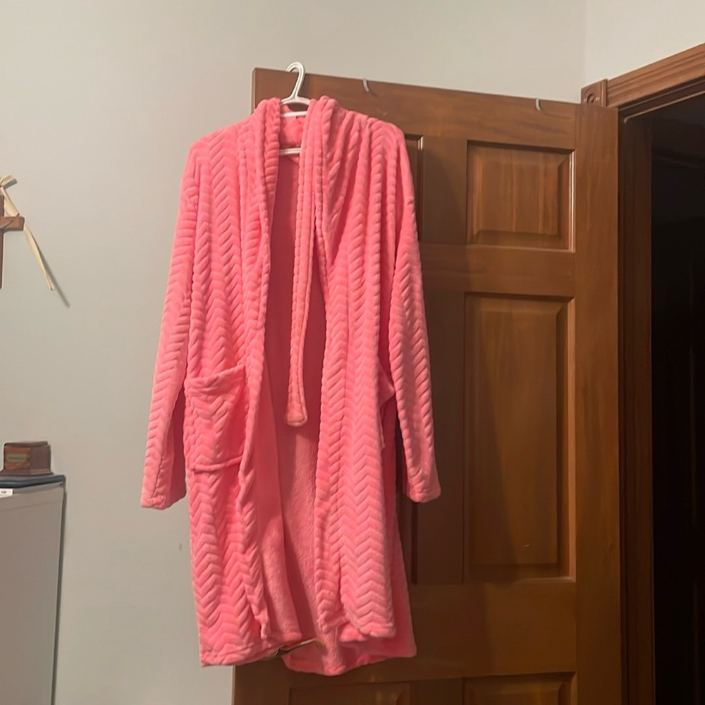 Bright pink bath robe